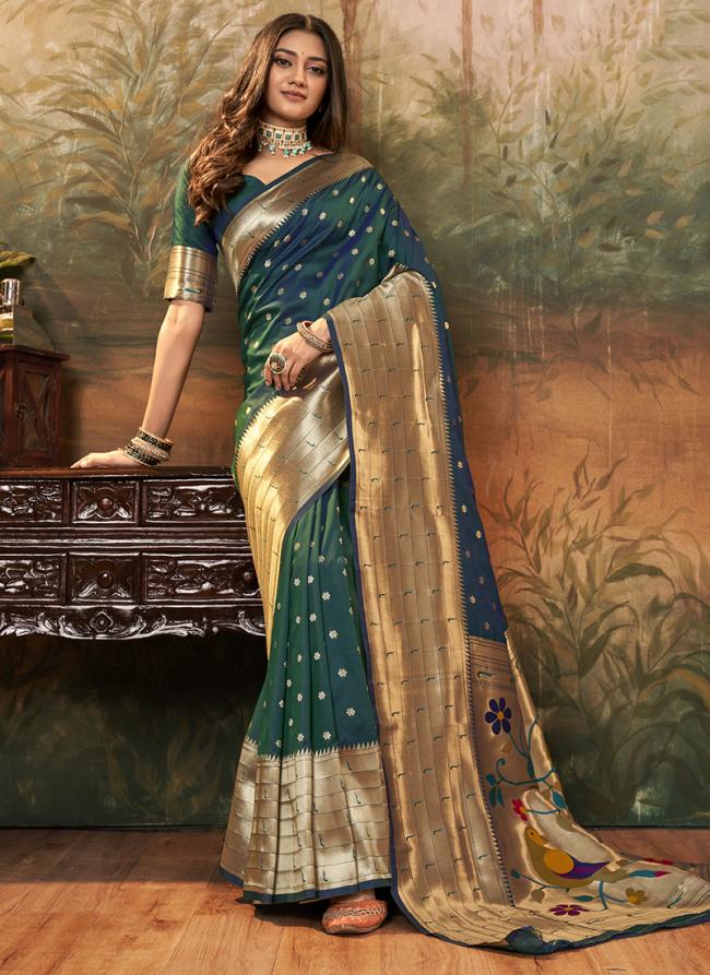 Paithani Silk Green Festival Wear Weaving Saree